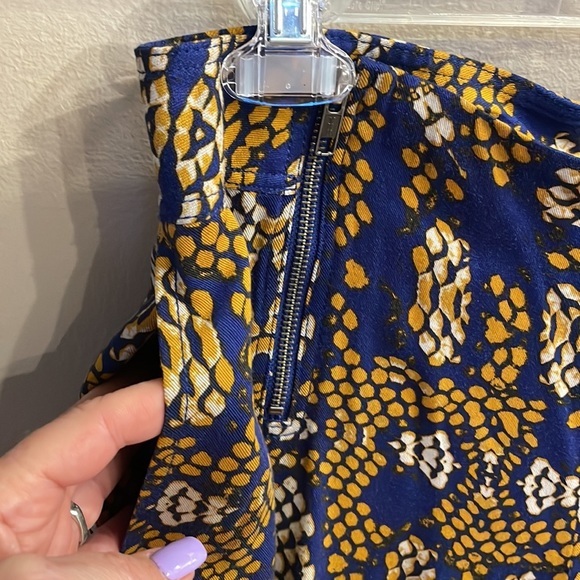 Cartonnier Anthropologie Collete Sampa wide crop pants snakeskin blue yellow 8 - Picture 4 of 17